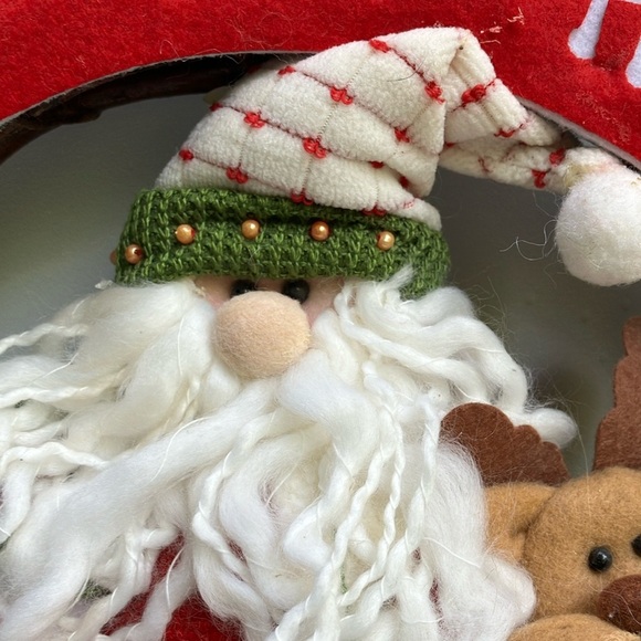 Festive Holiday Wreath with Santa, Snowman, and Reindeer - Picture 2 of 15